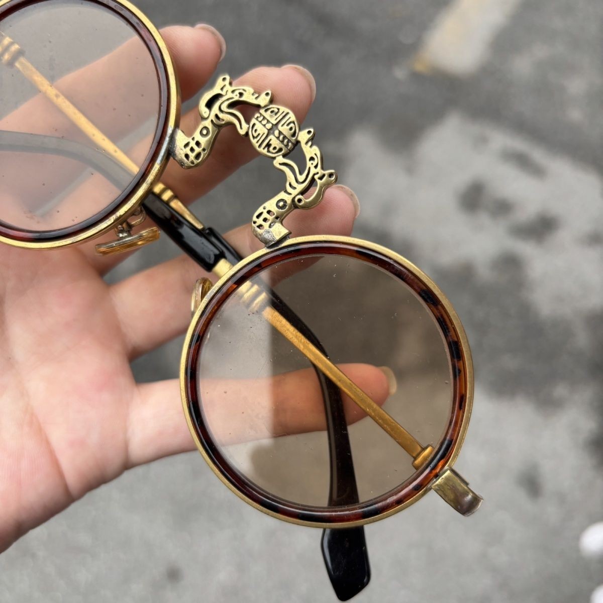 Chinese Style Vintage Glasses Antique Look Costume Eyewear Decor Display Prop