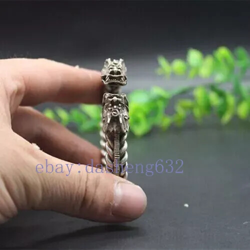 Collectable Old Chinese handCarved Dragon head Bracelet