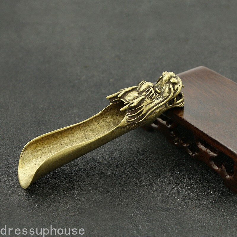 12cm Ceremony Tea Station Accessories Chinese Pure Copper Dragon Tea Spoon Tea