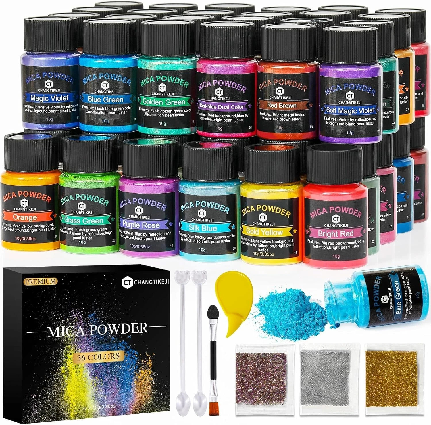 36 Colors – 10G/Bottle of Natural Pigment Powder for Epoxy Resin