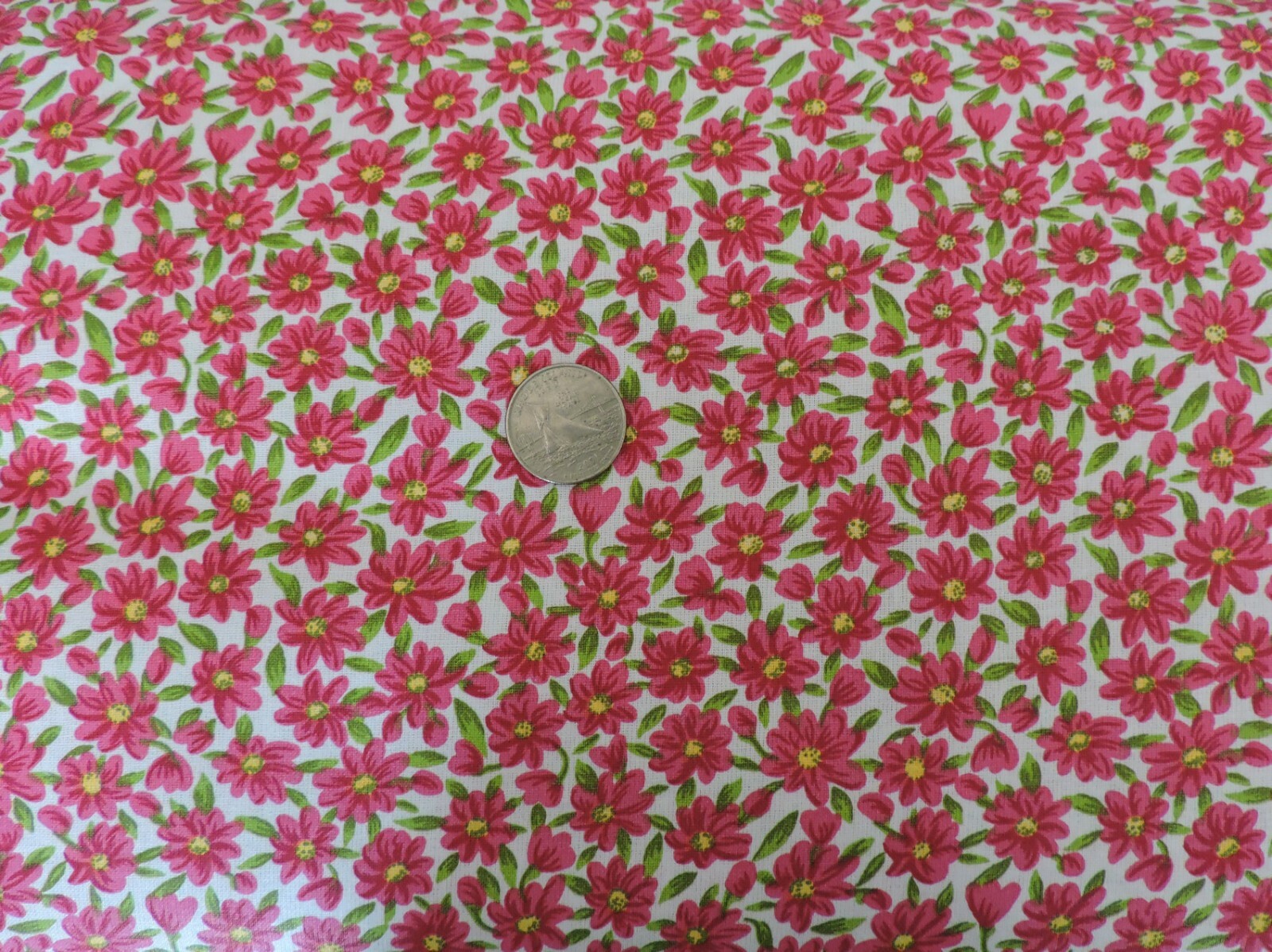100% Cotton Fabric Shades of Fuchsia Flowers On White – By the Yard