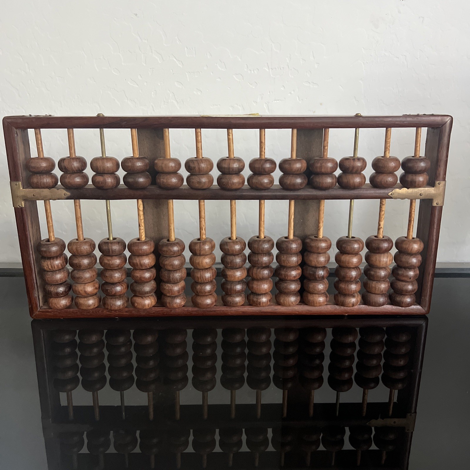 Vintage Chinese Abacus Wood, Brass south east scientific Calculator 13 Row 91