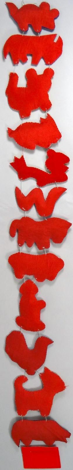 Vtg 1960s Chinese Zodiac Folk Art Handmade Embroidered Felt Animal Ornament 3.5′
