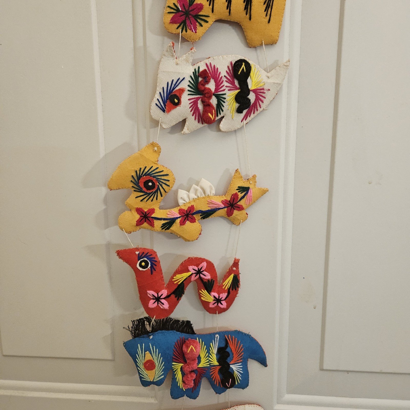 Chinese Zodiac Folk Art Garland Chinese Animals Embroidered Long Colorful