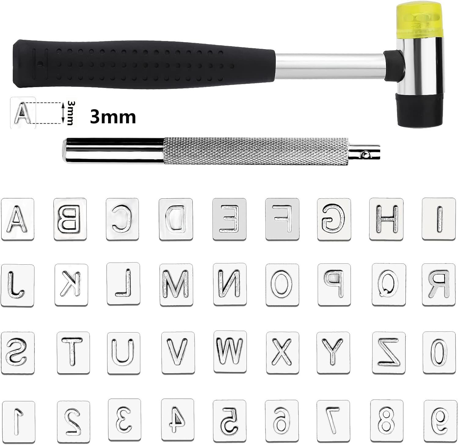 Leather Stamping Tool Kit Alphabet Letters Numbers Carving DIY Tools with Hammer