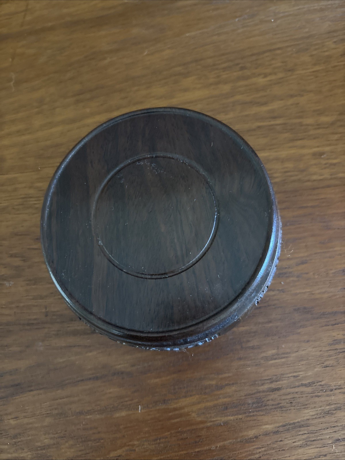 Carved Rosewood Round Footed Pedestal Display Vase Stand 4.25″