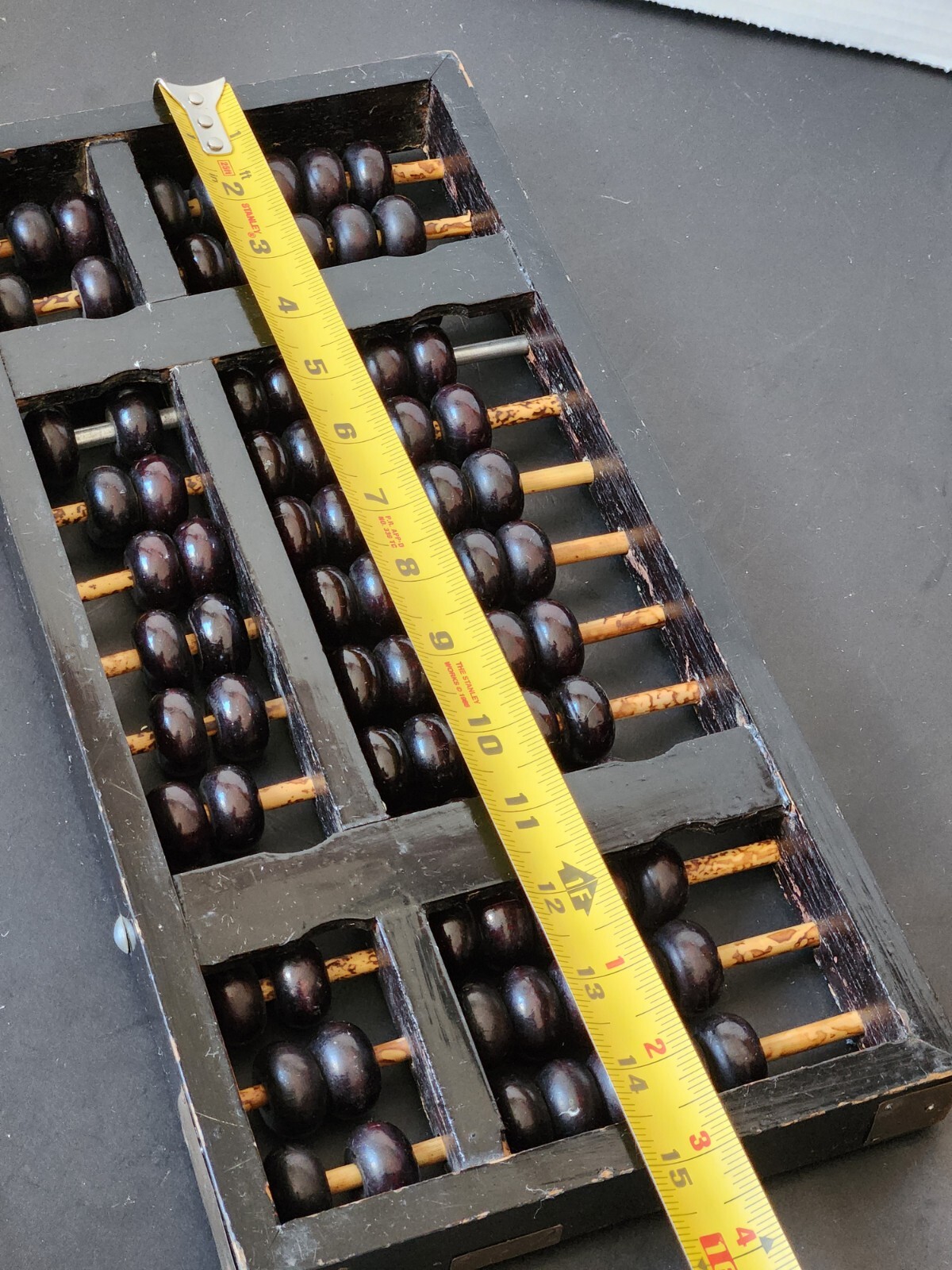Vtg Large 13 Rows 91 Beads ABACUS with Brass Accents & Metal and Bamboo Sticks