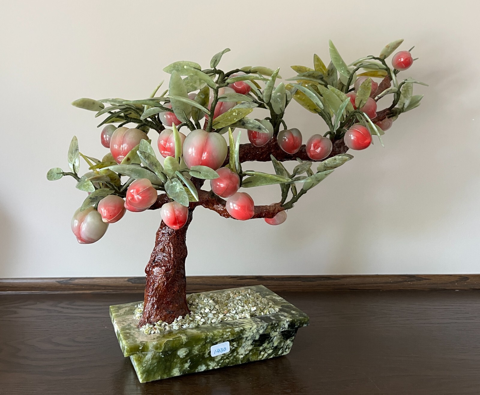Chinese Carved jade Gemstone Peach Tree ,BonsaiTree 1970-1980