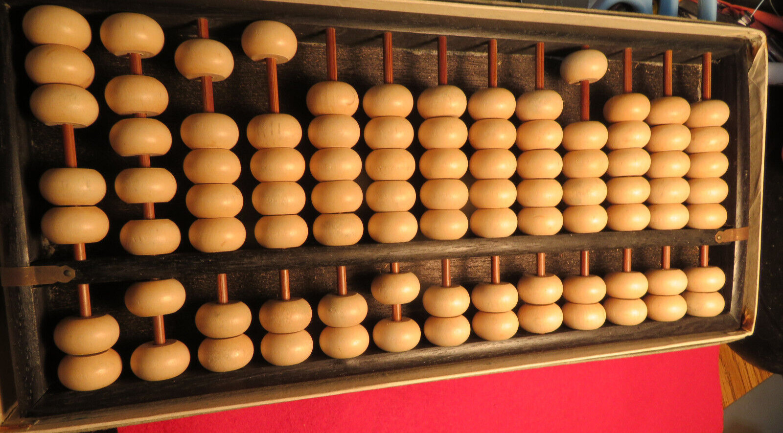 1957 Mr.Y.Fujimoto Japan Abacus 13 Rods 91 Beads, O/B w/booklet Takashimaya