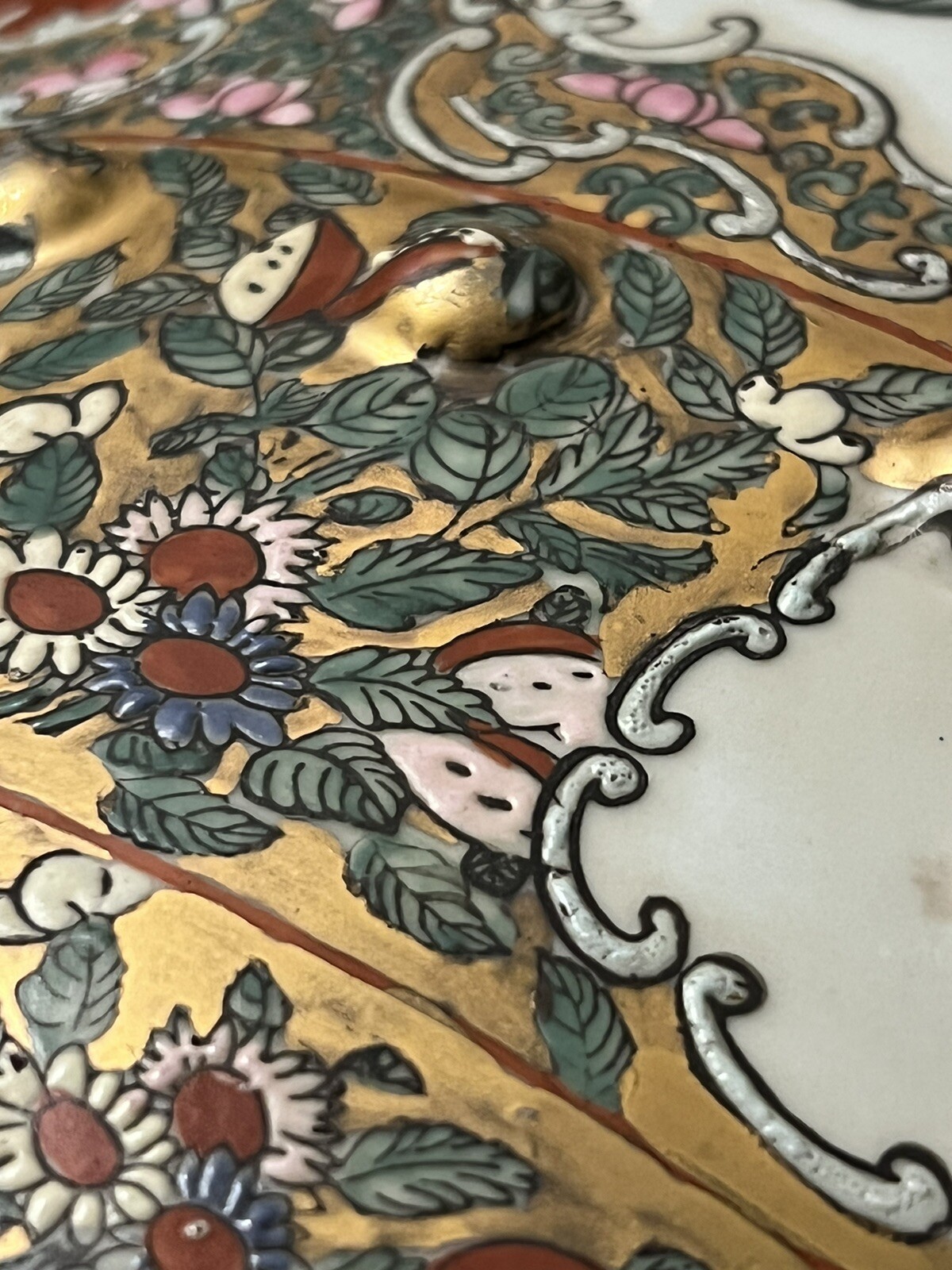 vintage rose medallion famille Porcelain garden stool seat chinoiserie Chinese