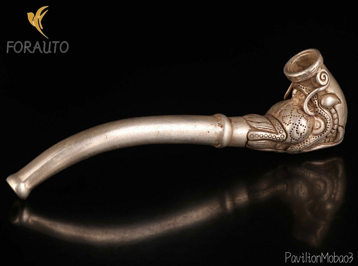 Exquisite Tibet Silver Handwork Carving Dragon Myth Statue Old Smoking Tool