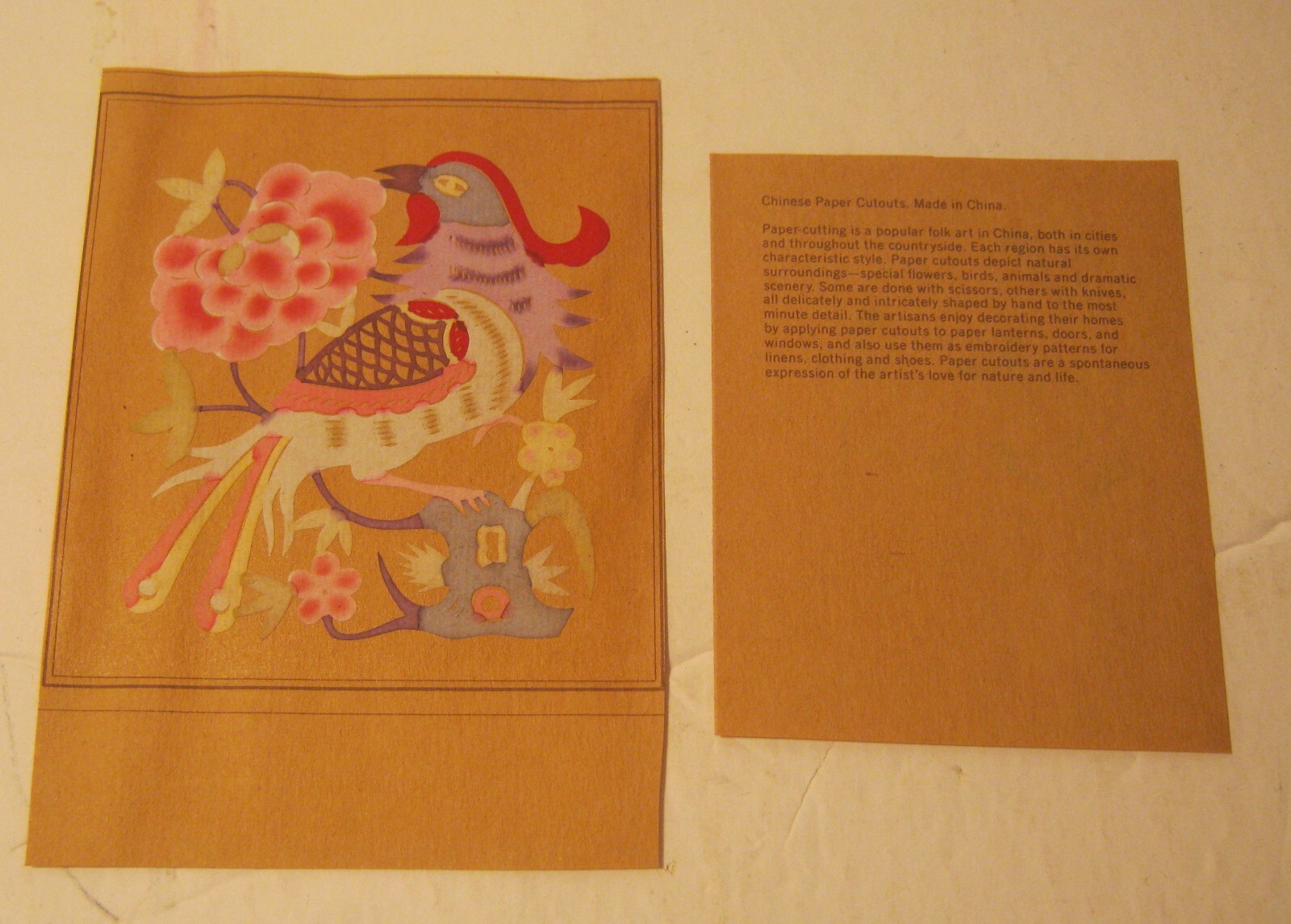 Small Handcrafted CHINESE Paper Cut-Out Silhouette HAND PAINTED Too!!