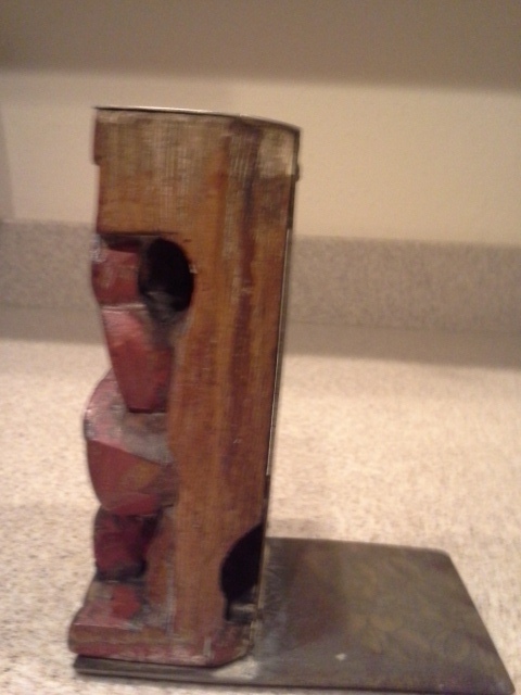 Vintage Asian Oriental Bookends Carved Wood and Etched Brass