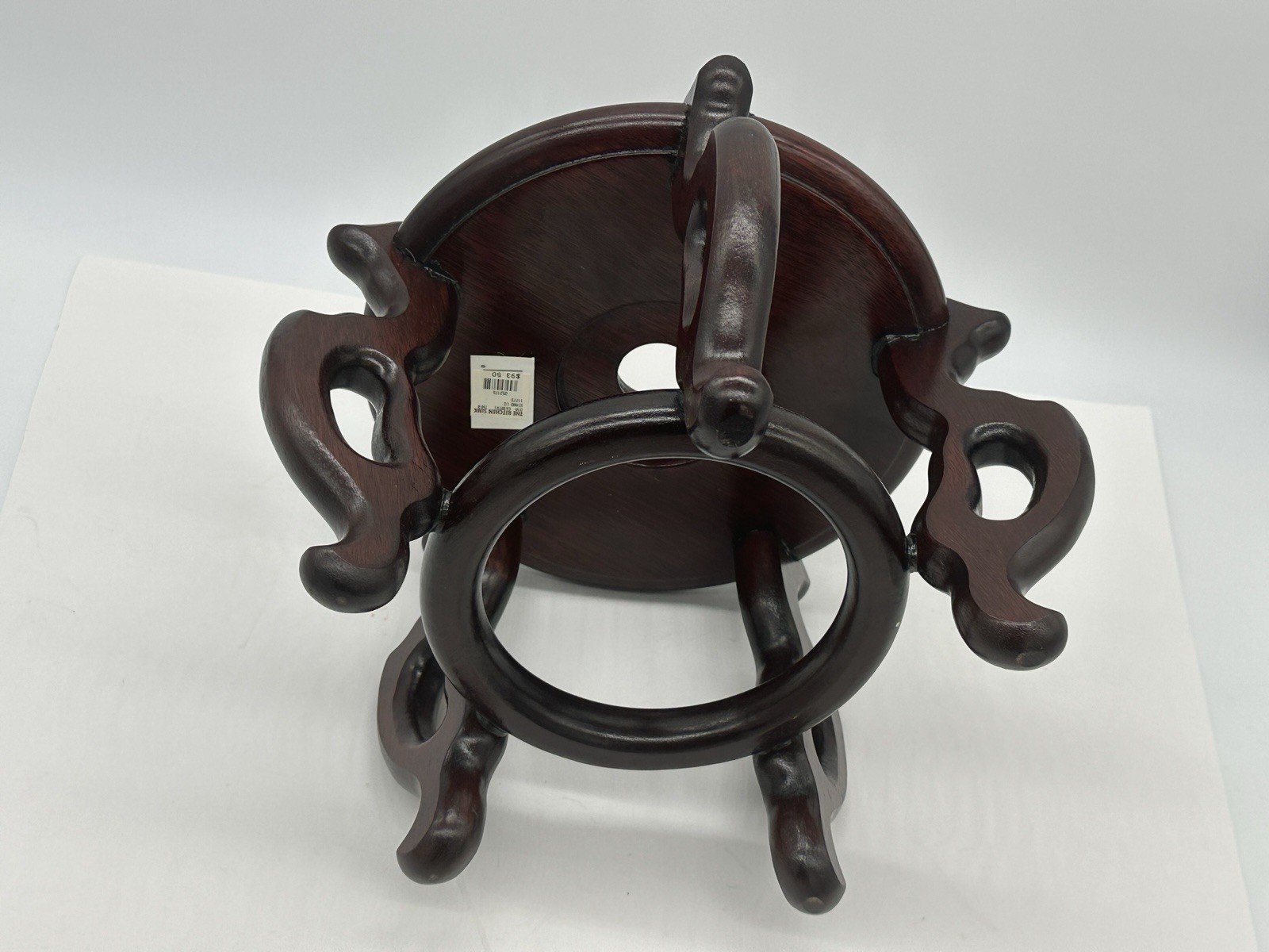 Chinese Carved Wood Fishbowl Plant Vase Bowl Display Stand Riser Base