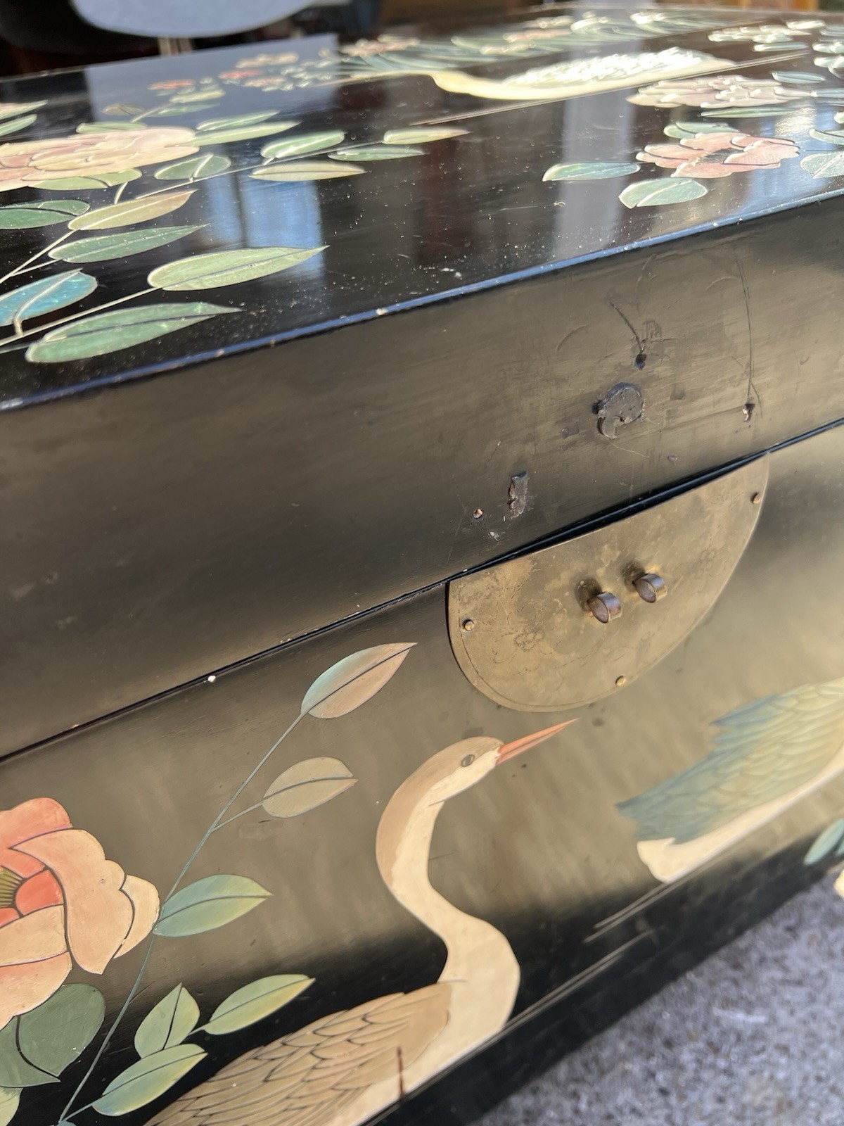Chinese Black Lacquer Wedding Chest 36″ x 24″