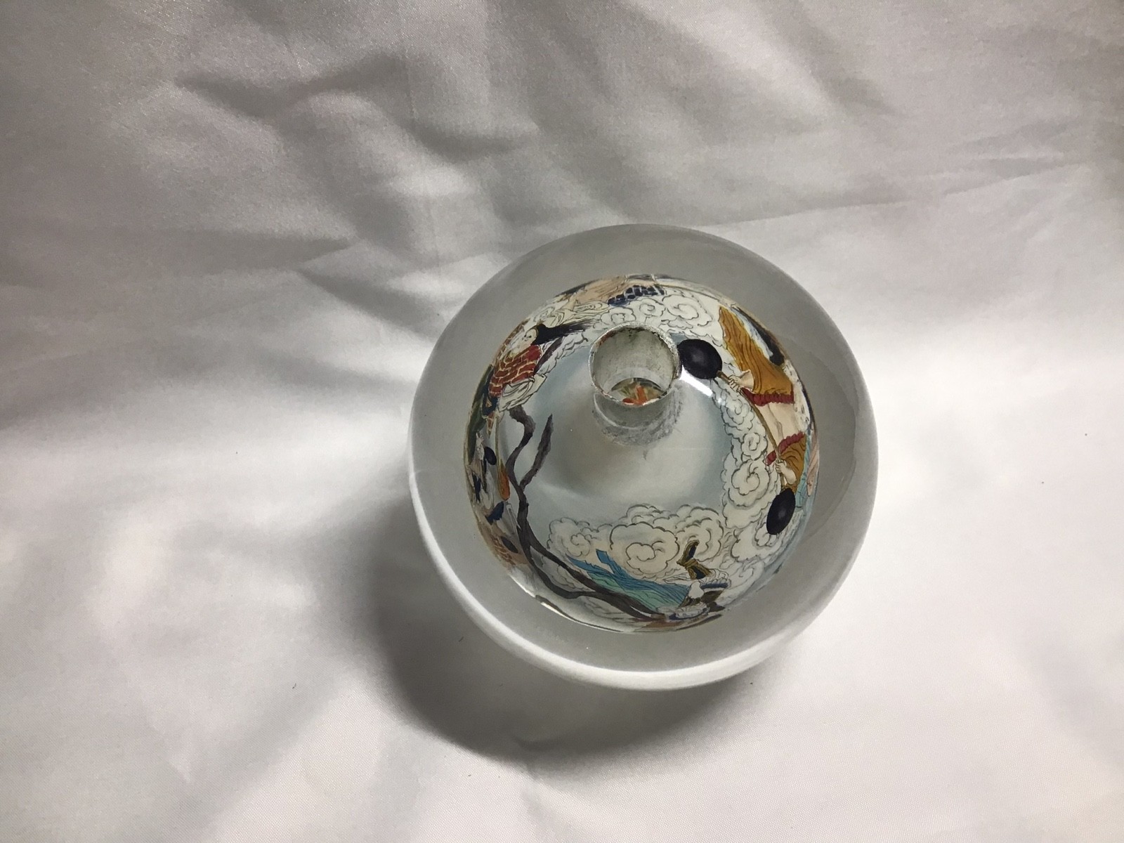 Chinese Reverse Handpainted Glass Sphere Orb Globe 3″ Diameter