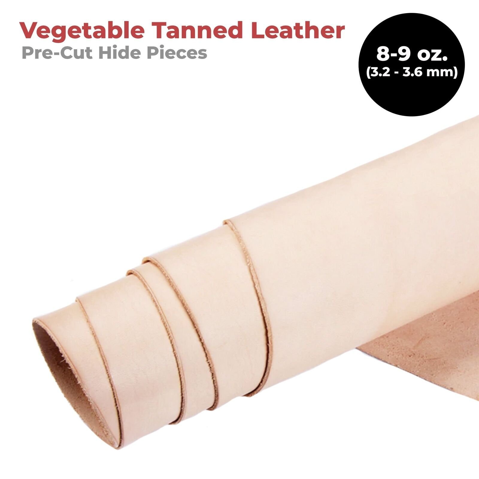 ELW Vegetable Tanned Leather 8-9 Oz. (3.2-3.6mm) Thickness Leather Cowhide