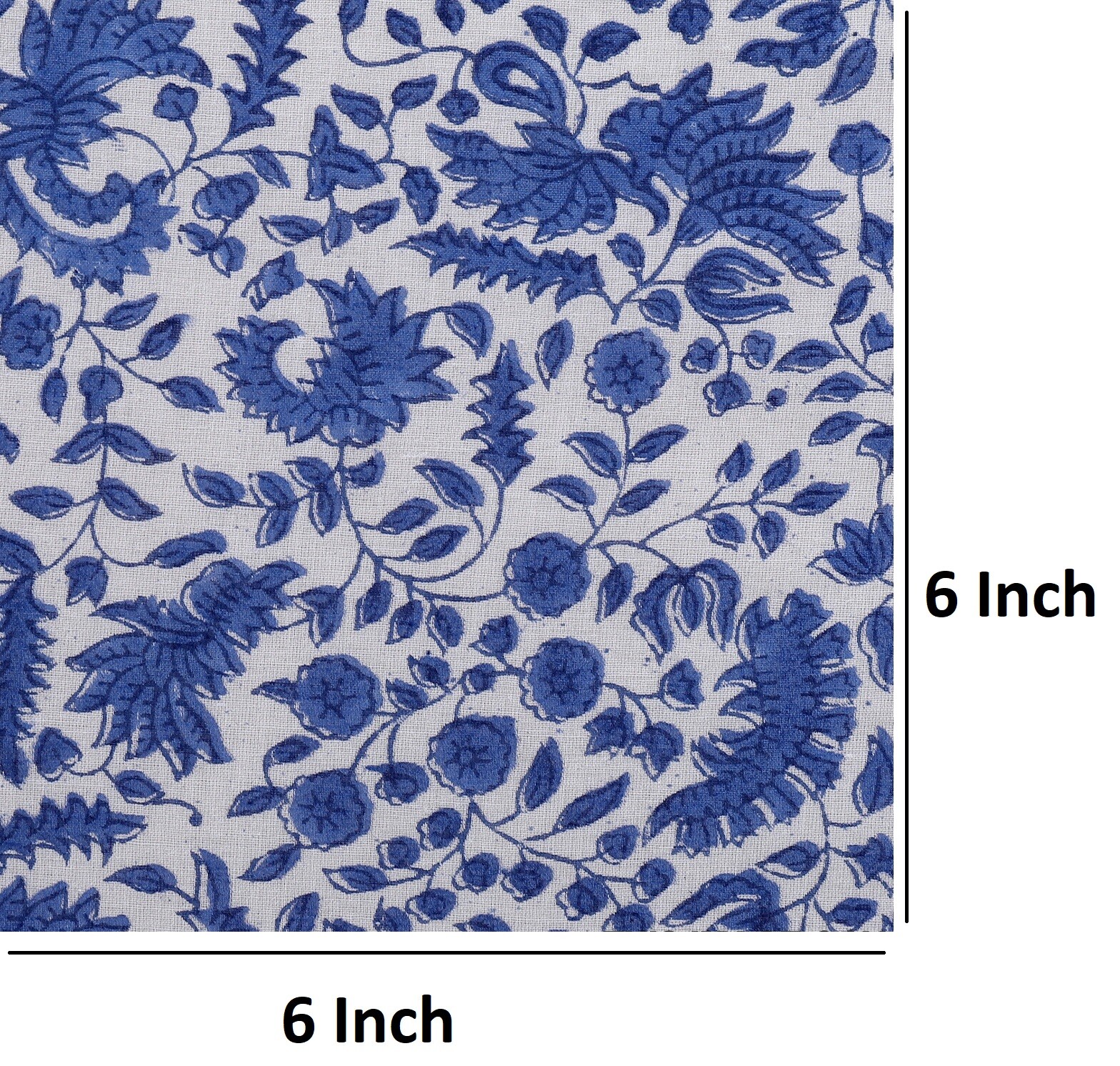 3 Yards Fabric Indian Blue Floral Hand Block Print Cotton Fabric Sewing Fabrics