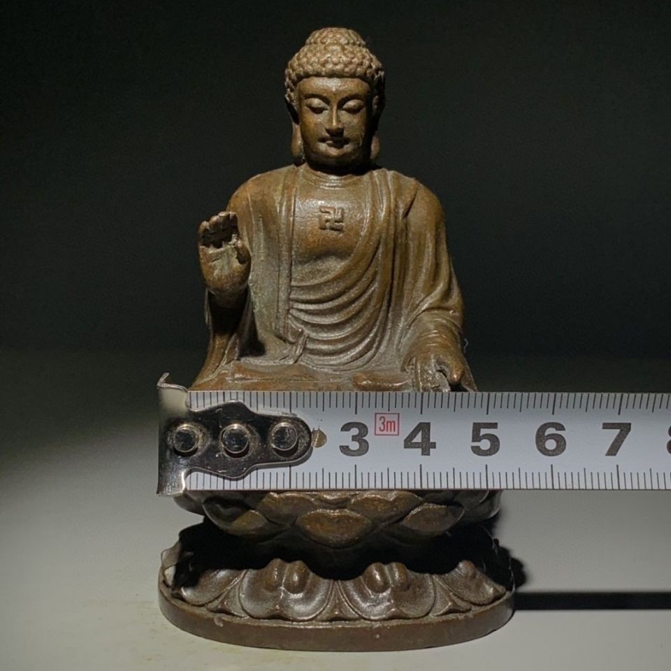 Vintage Alloy Sakyamuni Buddha Statue Hollow Interior Worship Collectible Decor