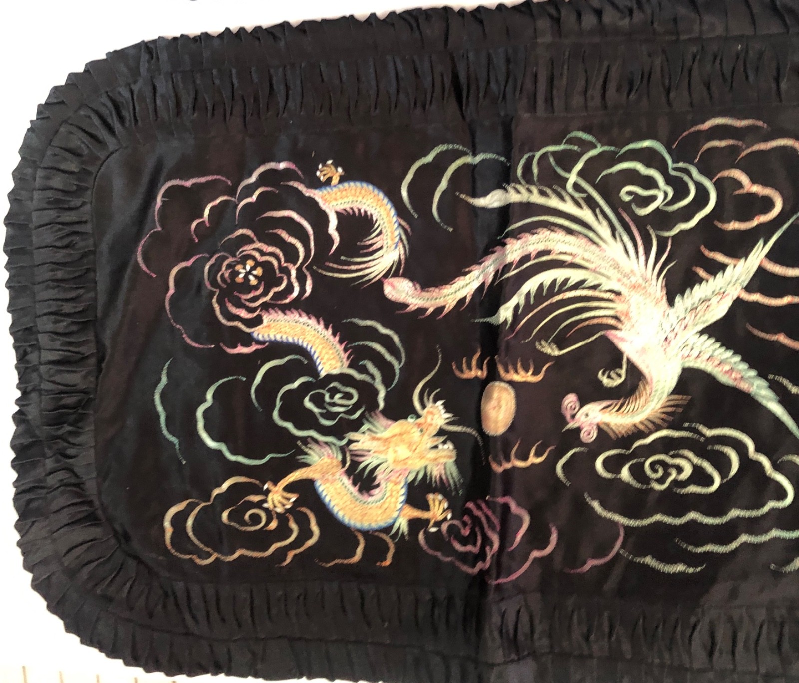 VINTAGE CHINESE SILK EMBROIDERED PILLOW SHAMS SET OF 2