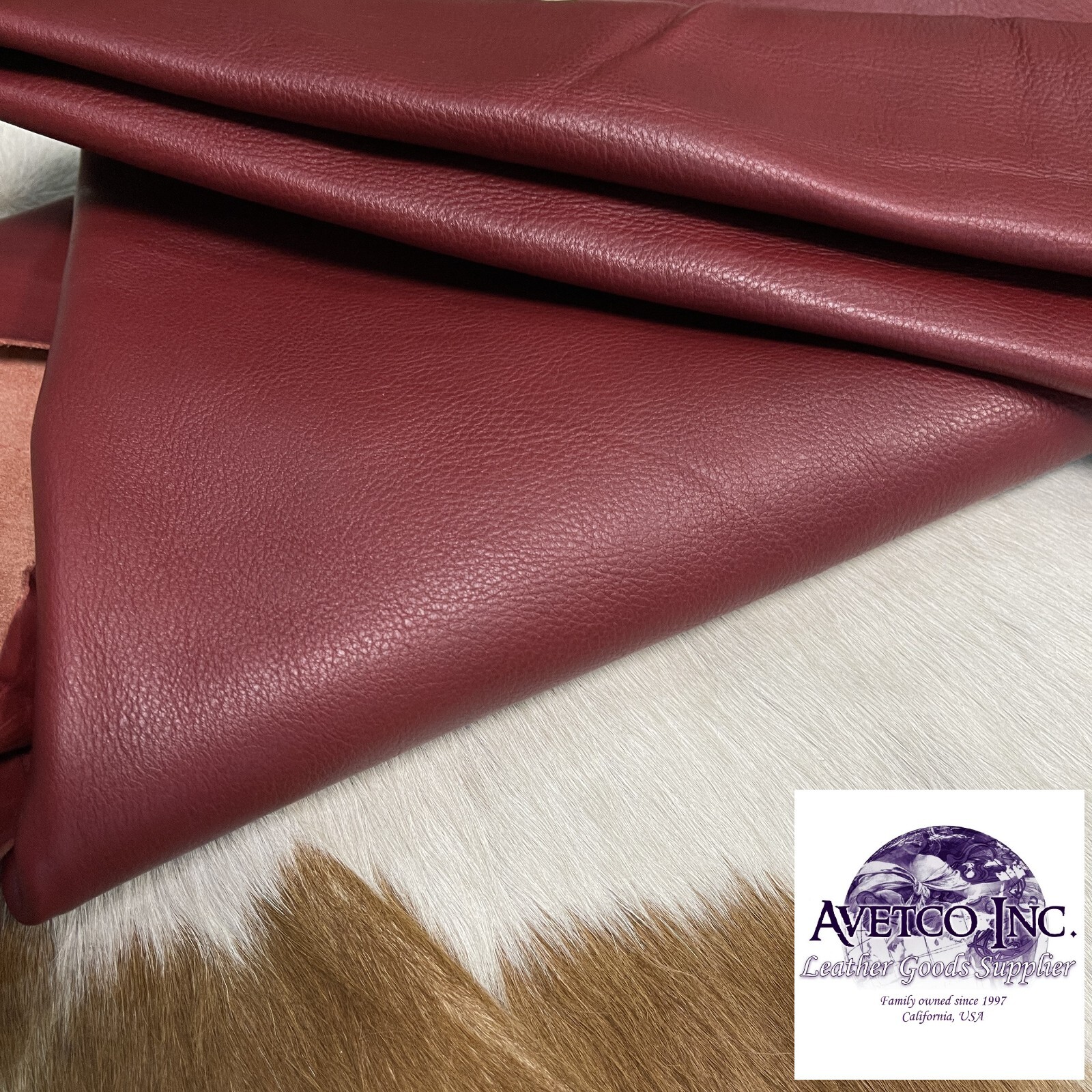 Ruby Wine Cow Leather 3 oz 1.2mm Full Grain Hide Rough Cut by the Square Foot