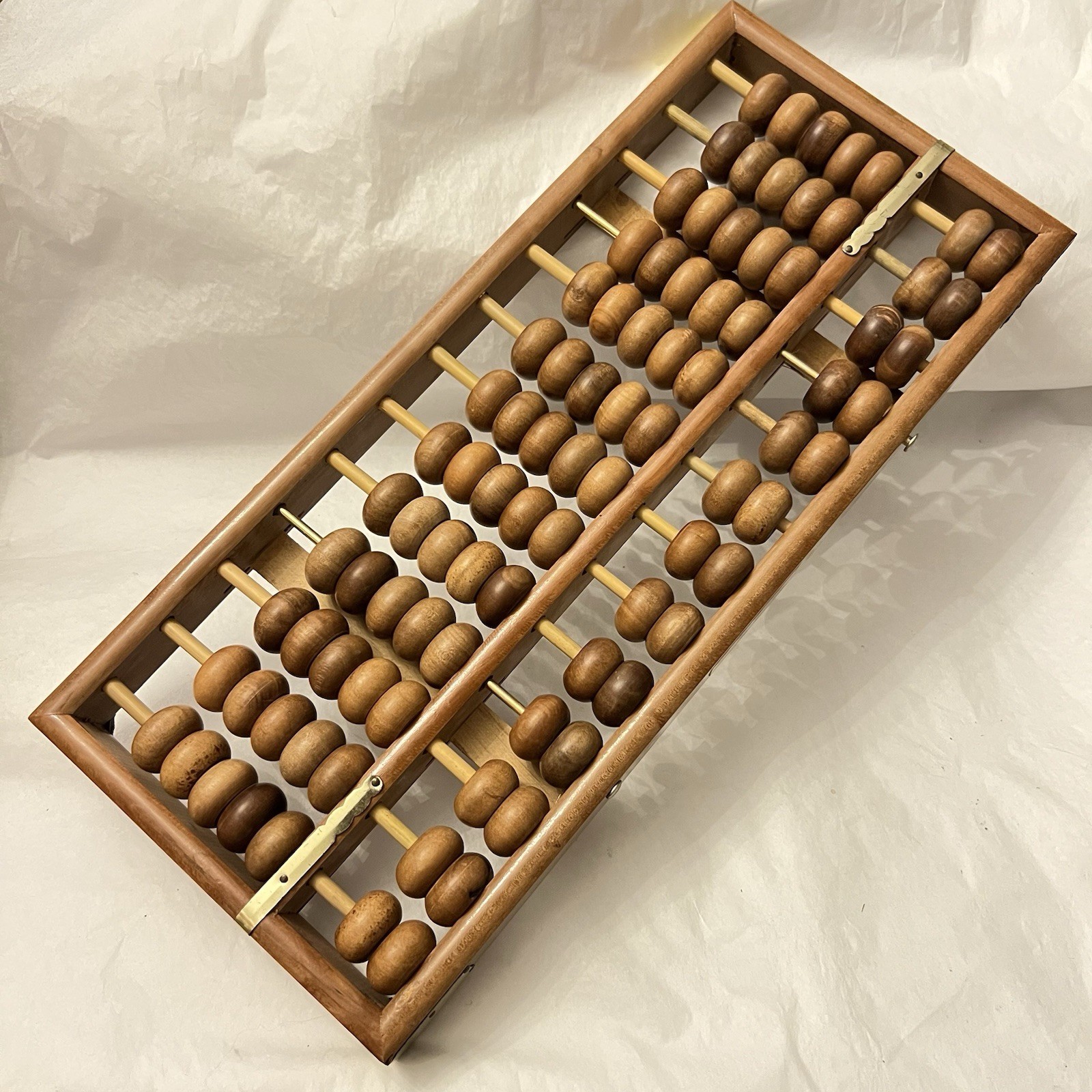 VTG Chinese Rosewood Abacus, 14.5”x 6.25” Brass Accents, Zhejiang Province