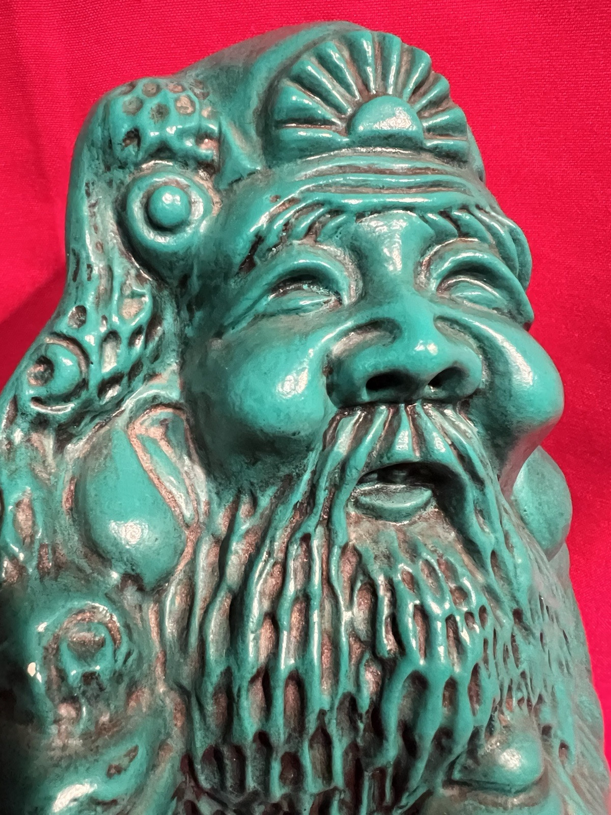 Sanxing,Chinese Priest,Wise Man,Buddah,Asian,Ceramic,Statue,Handmade,1970s,VTG