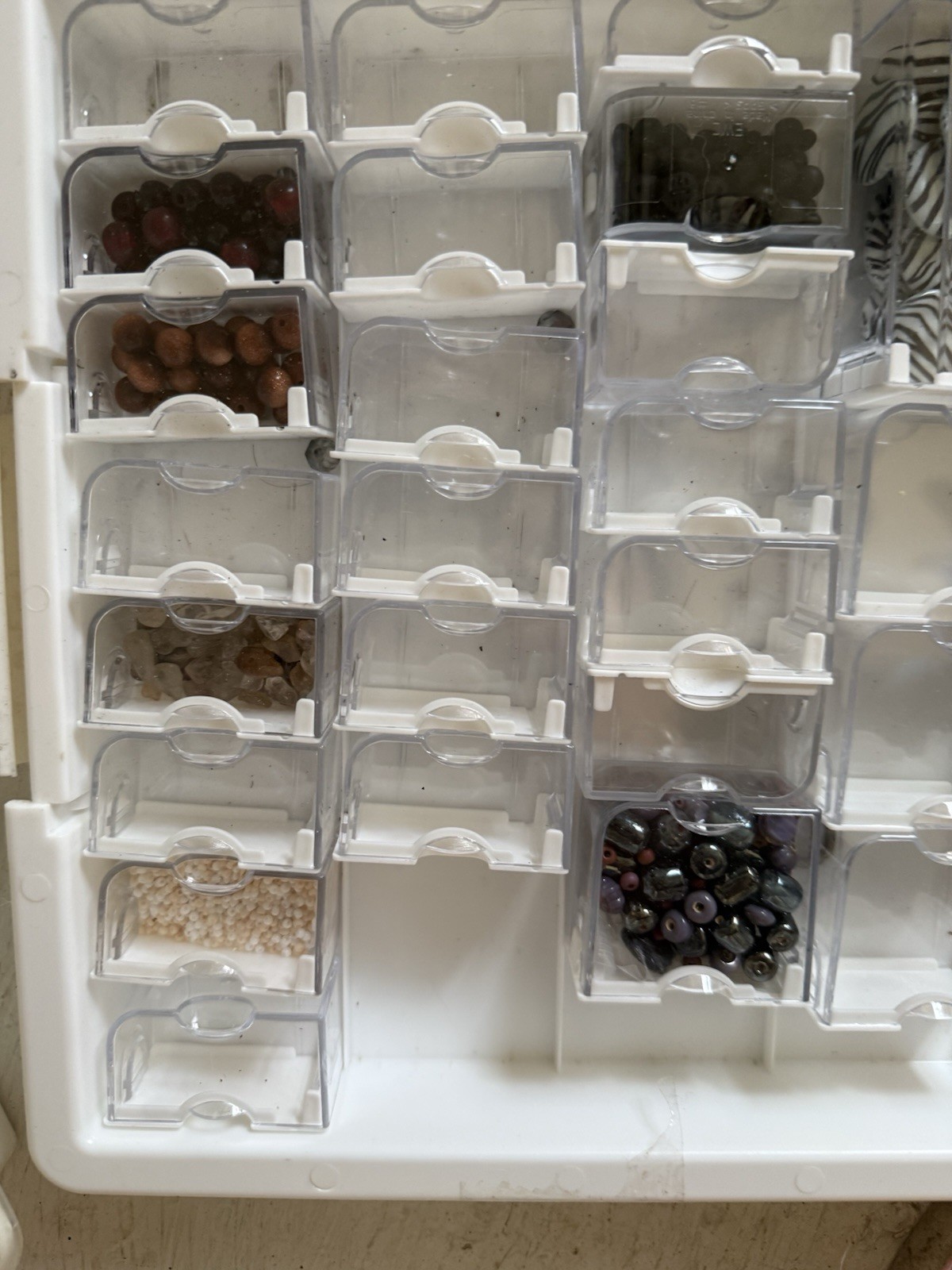 Assorted Loose Multicolor Jewelry Making Beads Mixed Lot in Organizer Case
