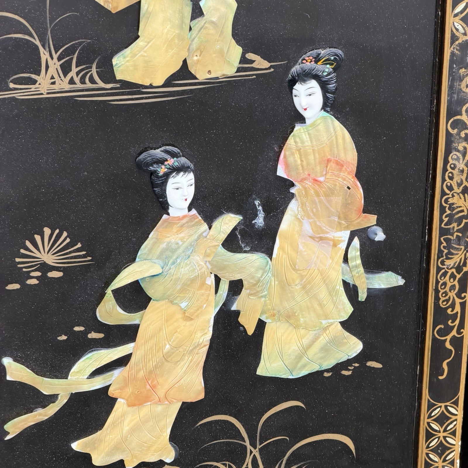 Vintage 3 Panel Mother of Pearl Geisha Wall Panels 12×36
