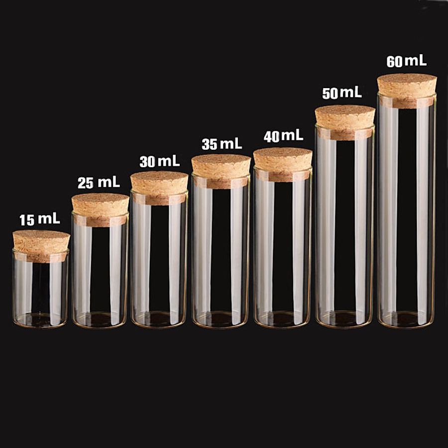 15ML-60ML Wholesale Empty Transparent Clear Cork Glass Bottles Vials With Cork