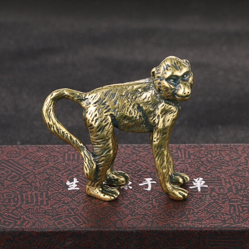 Solid Brass Monkey Figurine Small Statue Home Ornament Figurines Animal