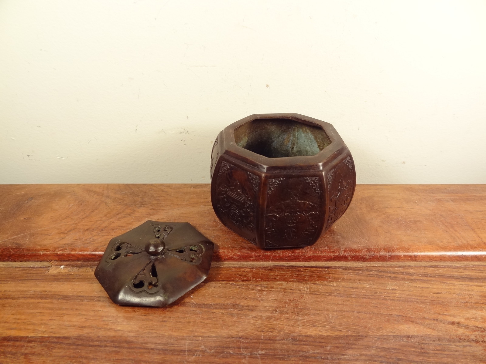 Old Bronze Incense Burner – Pumpkin Design