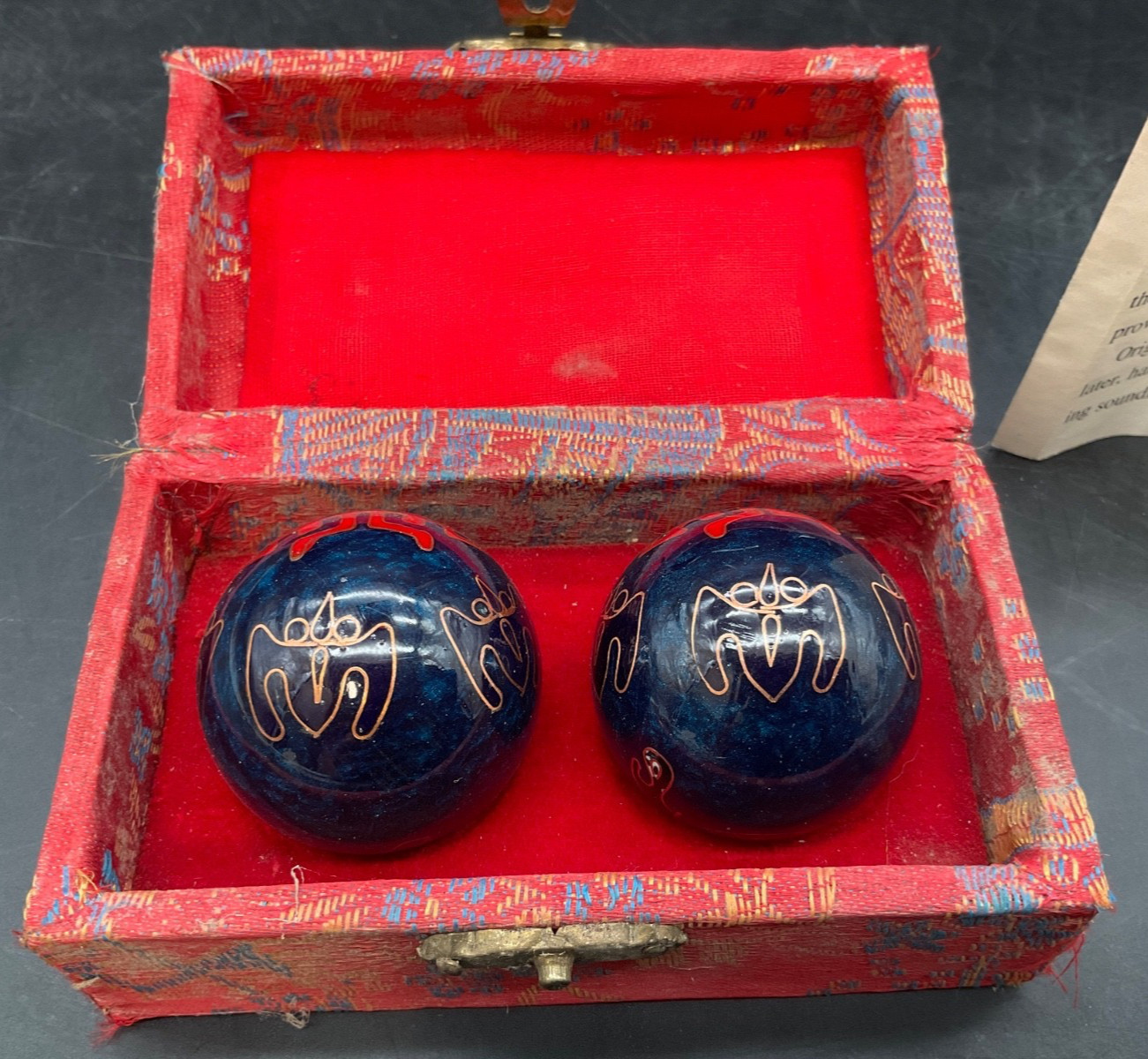 Vintage Shou Xing Chinese Boading Iron Balls ~ Chiming Meditation Wellbeing