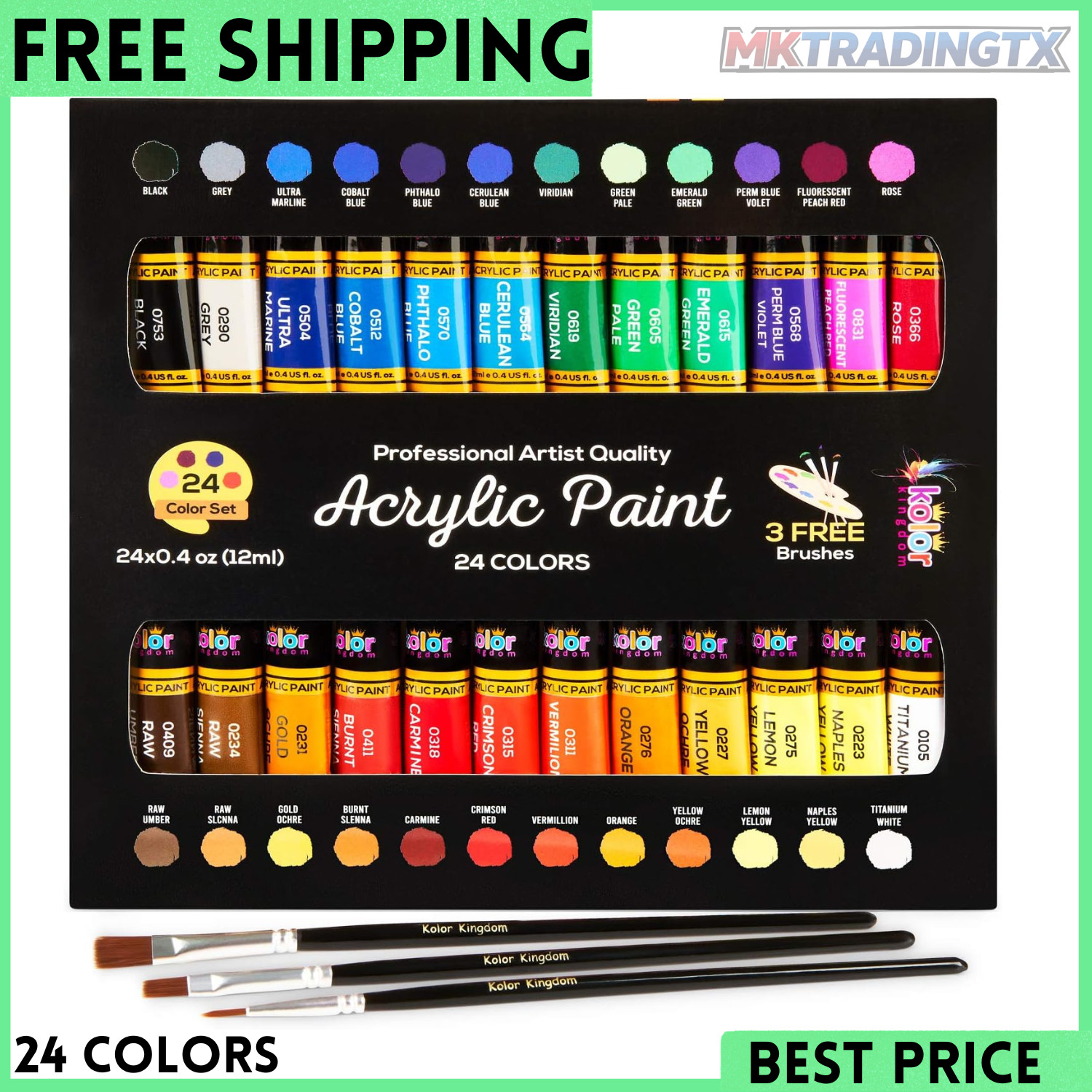 24 Colors Paint DIY Acrylic Paint Set for Hobby Model Painting Artists