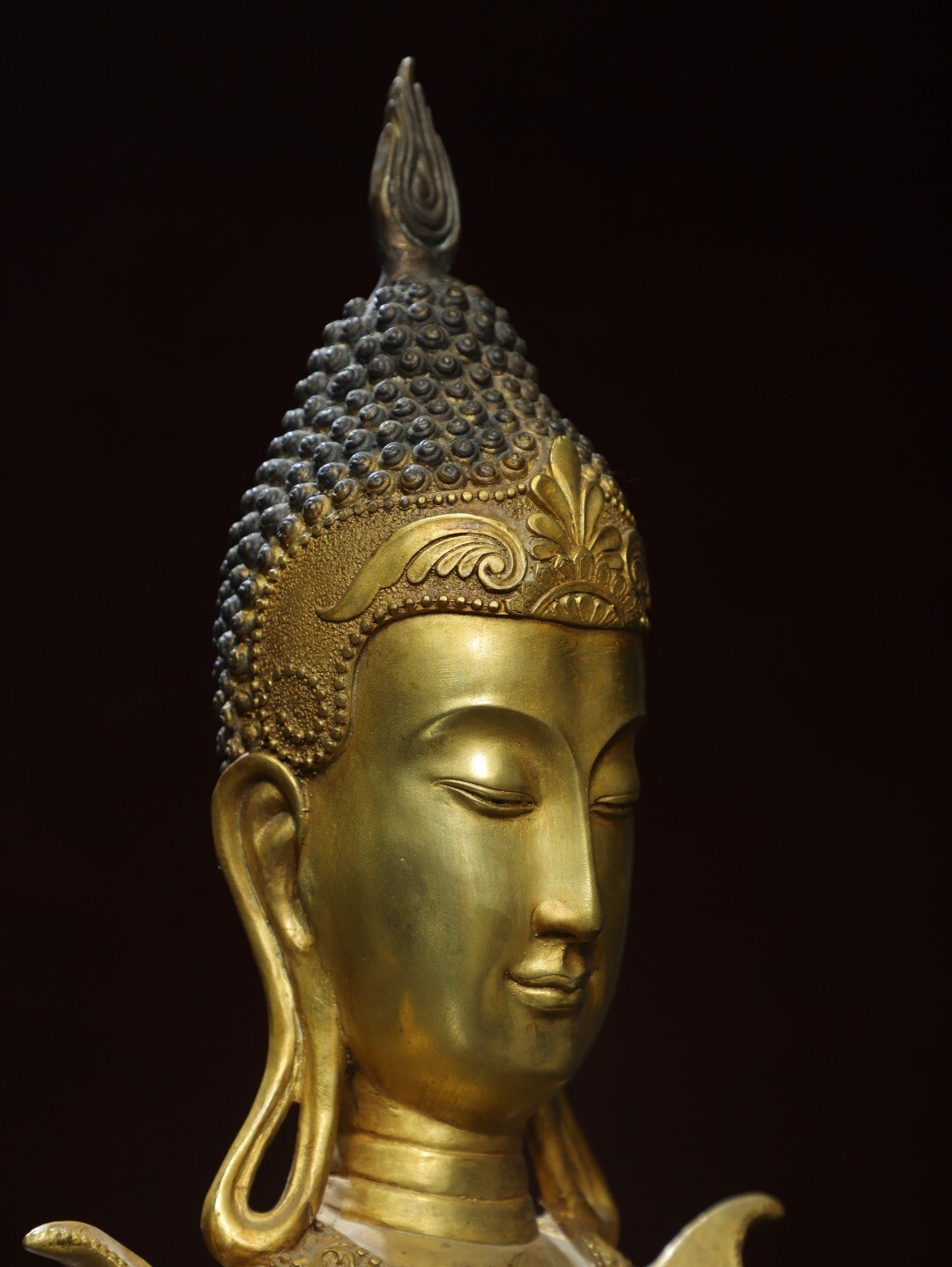 Bronze Gilded Buddha Head Statue