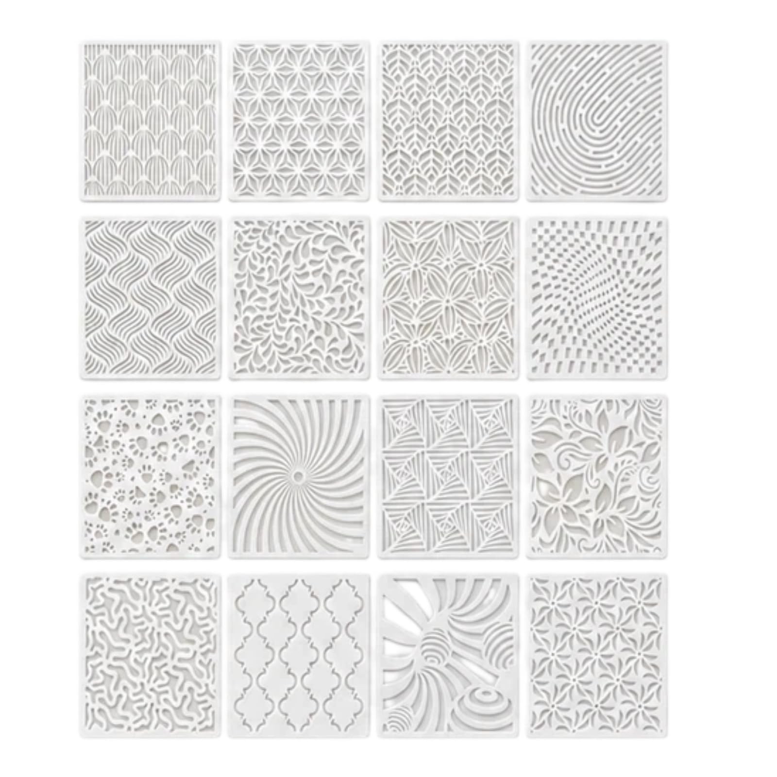 16 Pcs Geometric Stencils Reusable Abstract Layering Templates for Painting