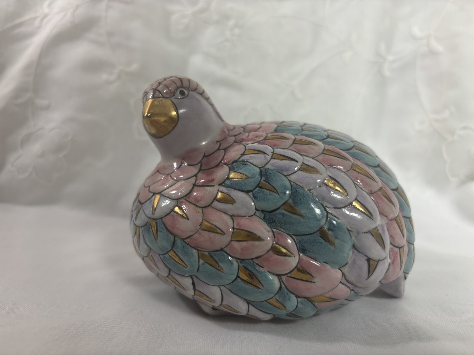 RARE Vintage H.F.P Macau Ceramic Love Birds Doves Chinese Porcelain TOYO