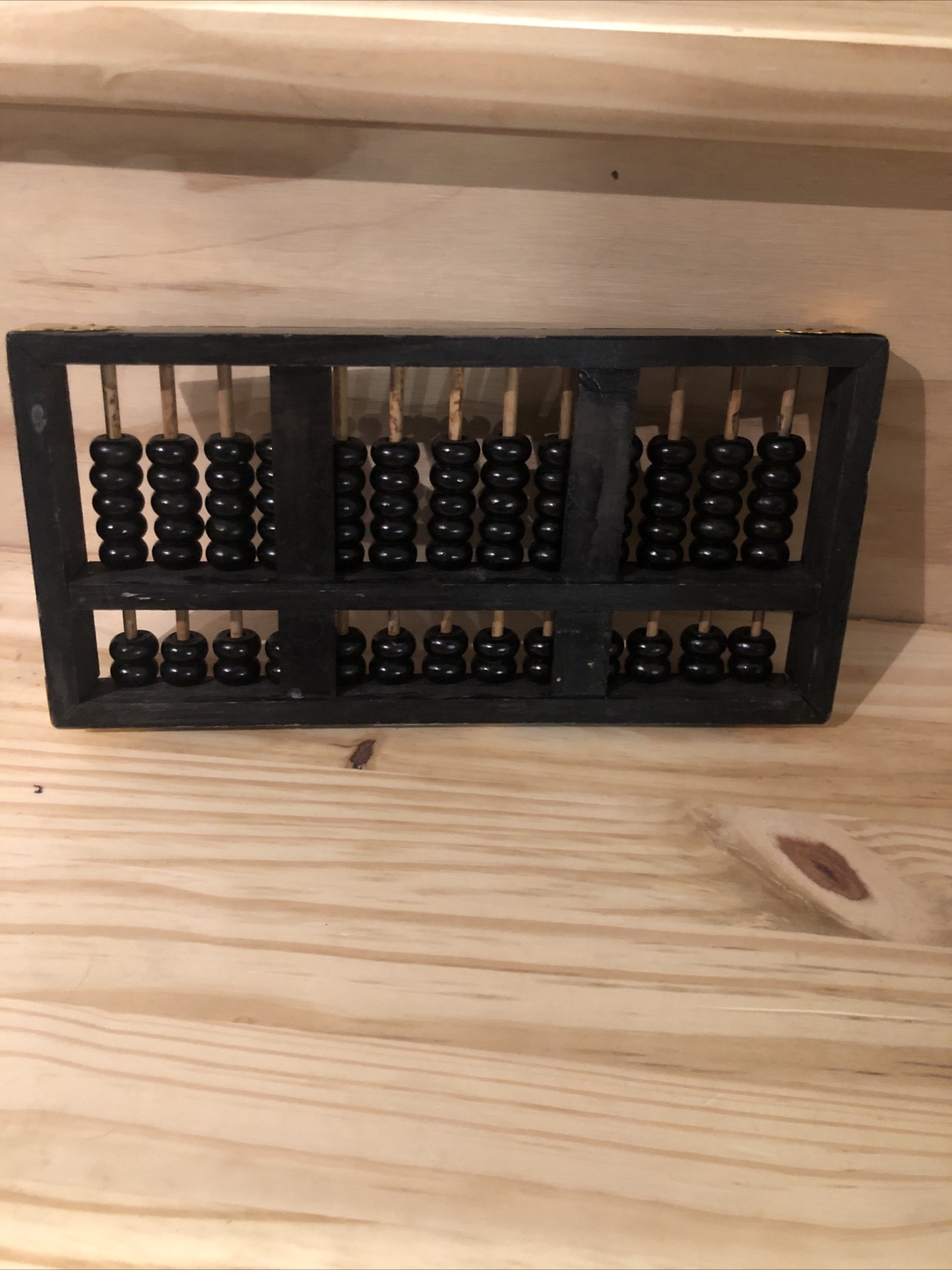 Vintage Lotus – Flower Brand ABACUS Black Painted Wood with Brass Accents