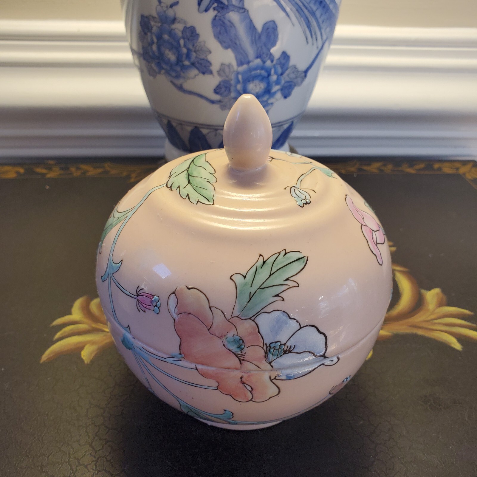 Pink Lidded Dish Toyo Whispering Garden HFP Macau Floral Ceramic Bowl Lid