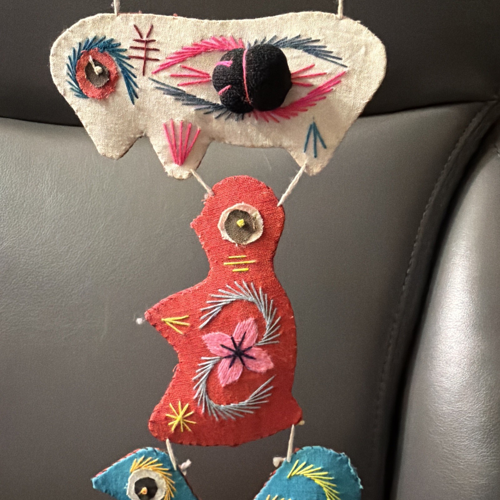 Folk Art Garland Chinese Animals Embroidered Signs Of Zodiac Colorful 12 Pc
