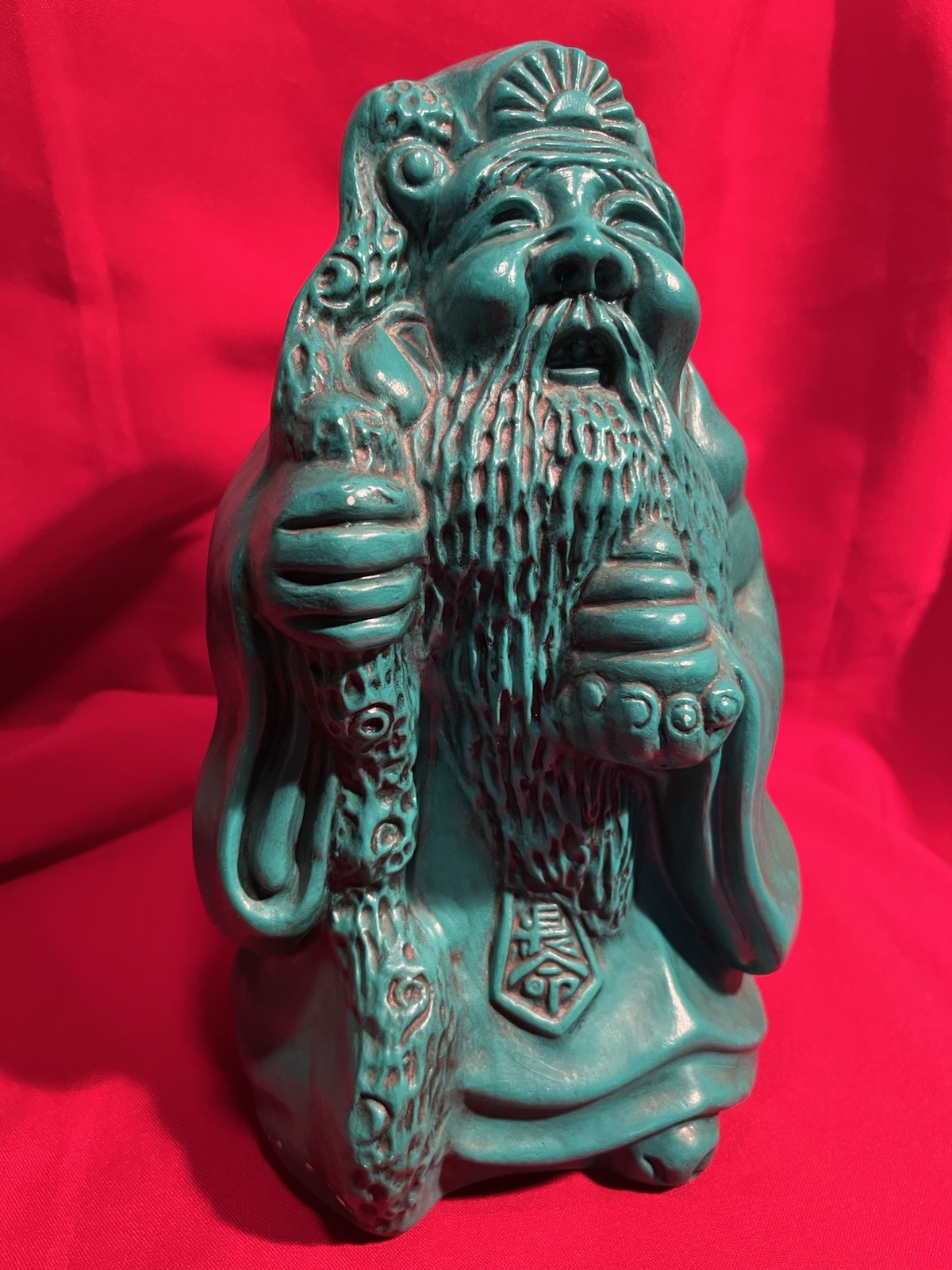 Sanxing,Chinese Priest,Wise Man,Buddah,Asian,Ceramic,Statue,Handmade,1970s,VTG