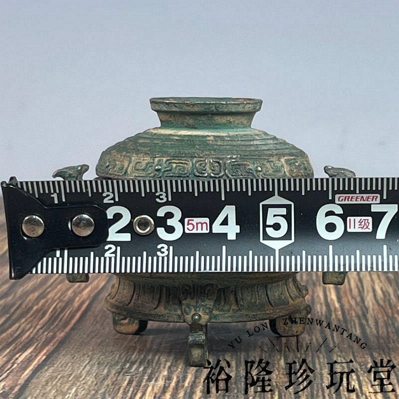 Antique Bronze Tripod Incense Burner Green Patina Home Decor Ornament