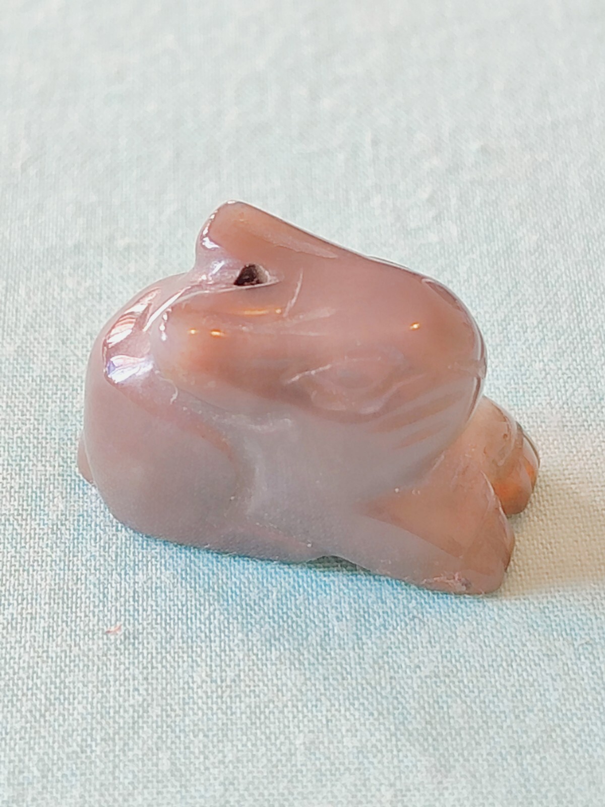 Green Nephrite Jade Carved Bunny Rabbit Focal Pendant Drilled Bead Jewelry Craft