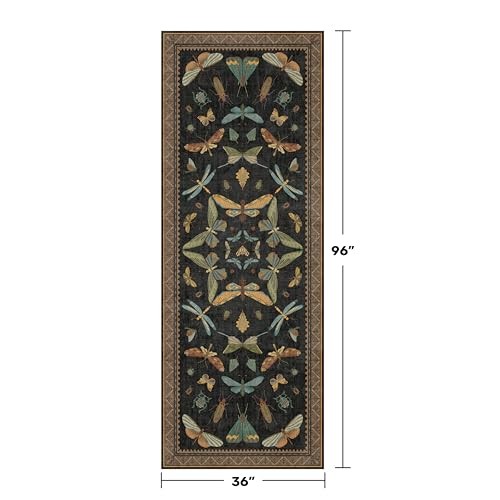 3×8 Green and Black Wide Hallway Runner Rugs – 8ft Washable Kitchen Floor Mats