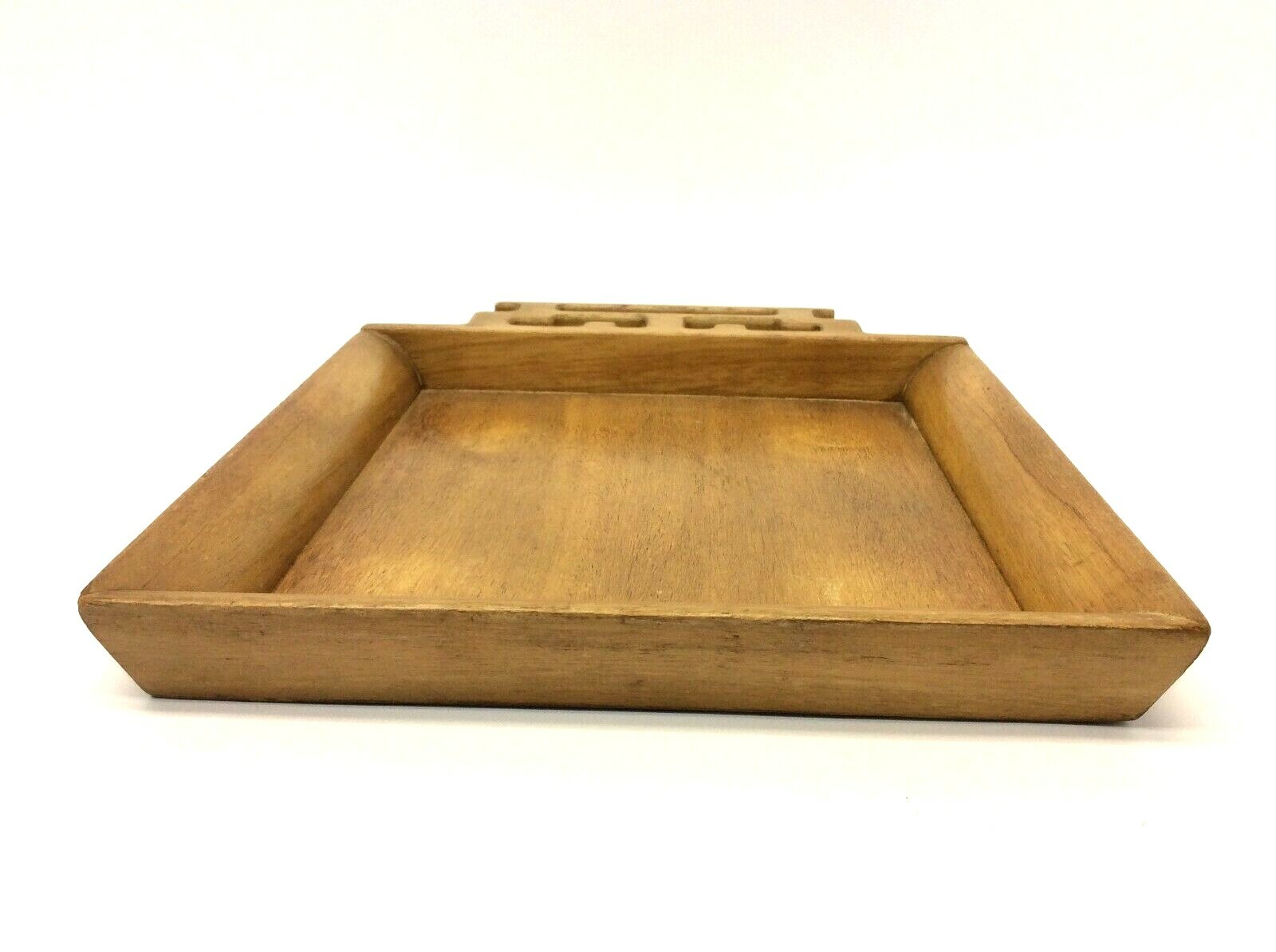 Blonde Wood Chinese Drawer Sorting Tray Curved Edge Decorative