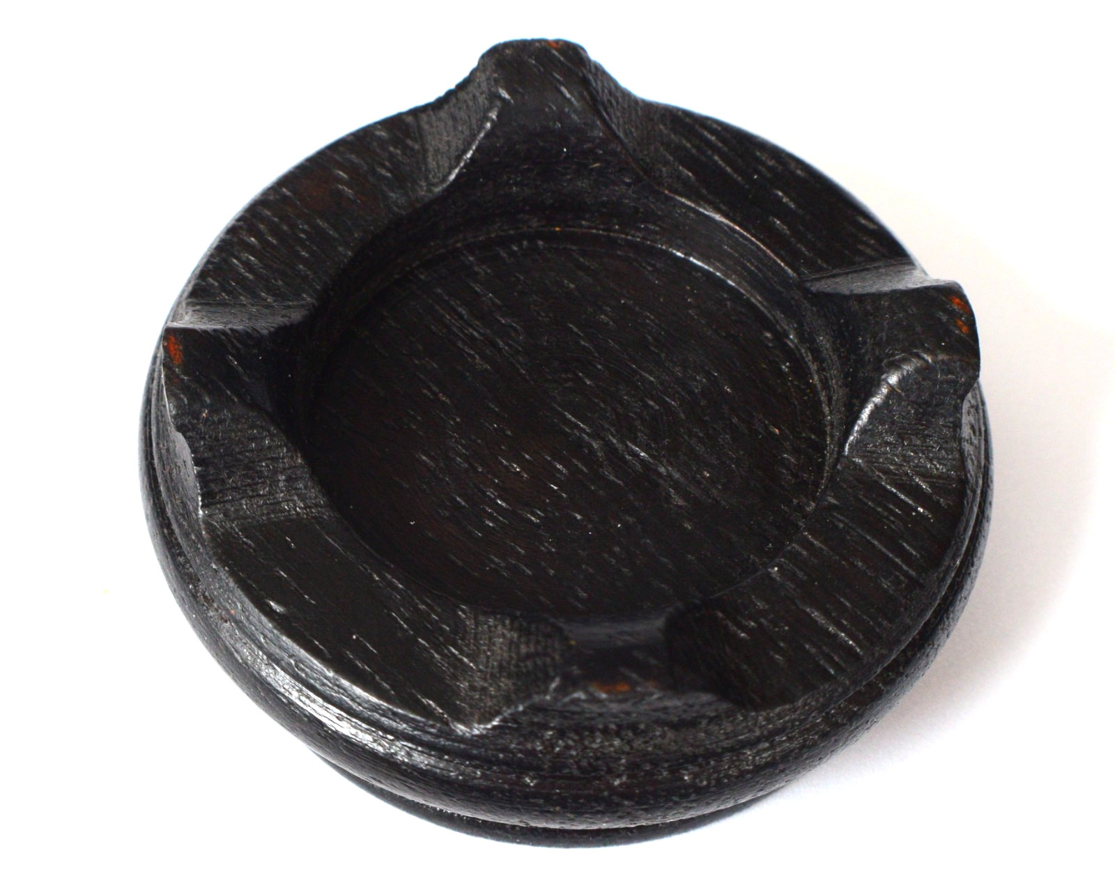 Vintage Chinese Round Dark Wood Stand/figurine base Very Small 2″ diam S32