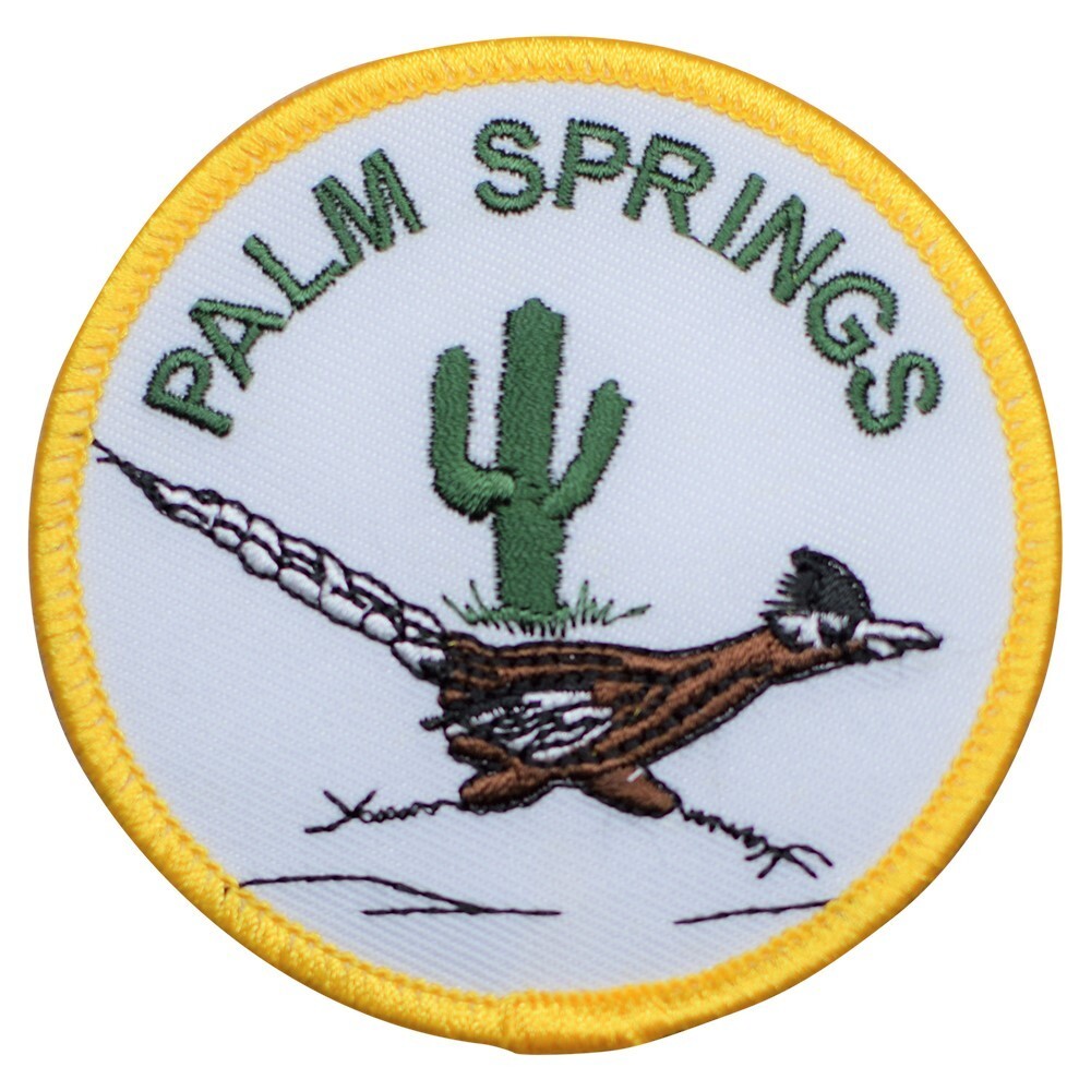 Palm Springs Patch – California Roadrunner Cactus Embroidered Badge 3″ (Iron on)