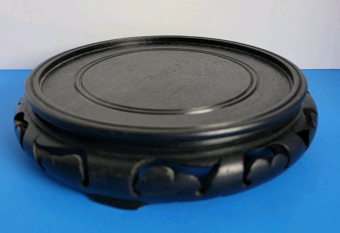 Chinese Carved Wood Stand Base For 6.5″ Vase Or Pot