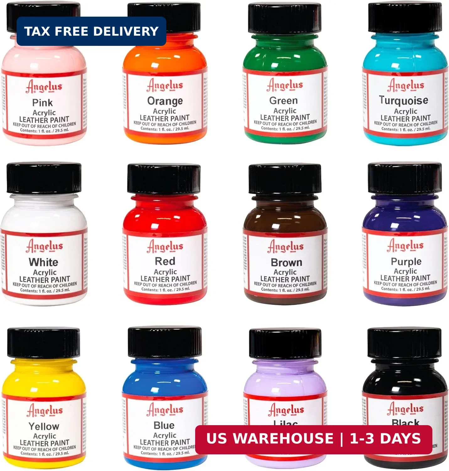 Angelus Acrylic Leather Paint, Best Sellers Kit, Flexible Paint For Shoes, Sneak