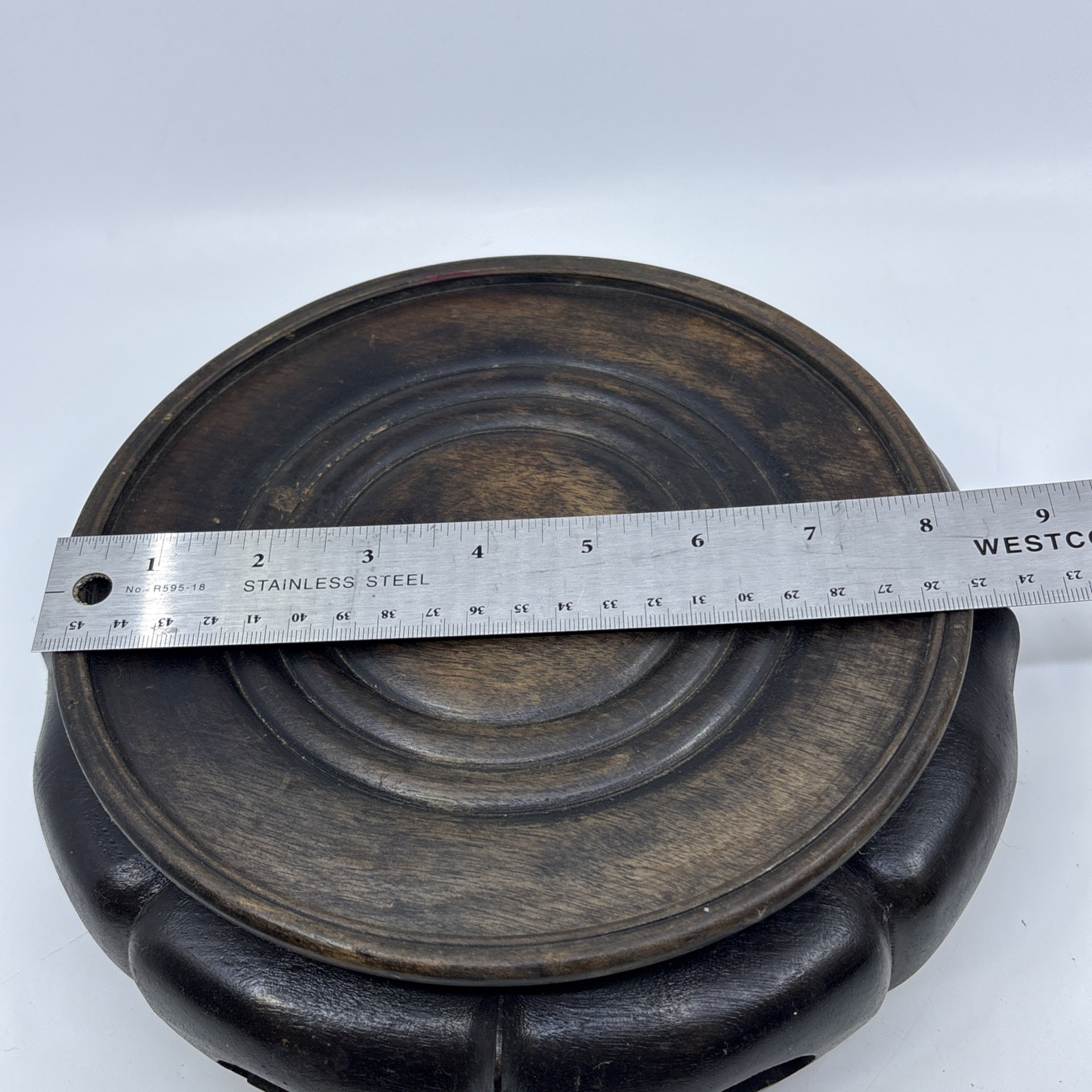 Vintage Chinese Wood Display Stand Vase Plant Asian Lamp Base Round